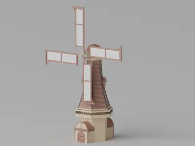 Cartoon Medieval Windmill Low-poly 3D model