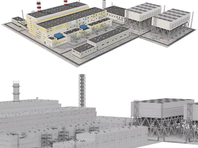Thermal power plant TPP 3D model