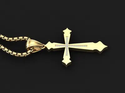High Cross Pendant Light Gold 18K 3CP038 3D print model
