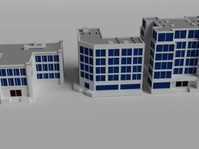 Cartoon buildings  low poly building  home  3D model