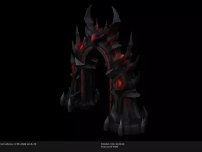 Low Poly Stylized Infernal Gateway of the Dark Lord Low-poly 3D model