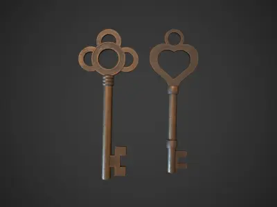 Vintage Bronze Keys Low-poly 3D model
