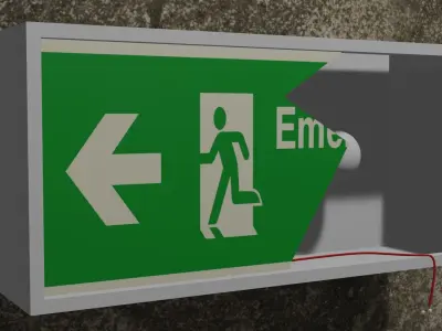 Broken Exit Sign Low-poly 3D model