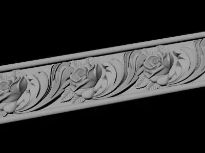baguette shabby chic gold beaded border 3D model