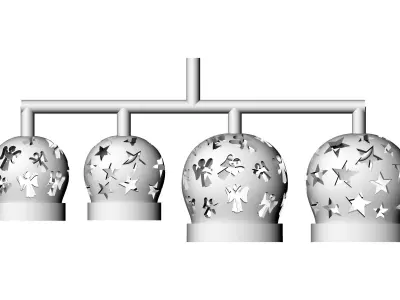 Set 16 light fixture with stars 3D print model