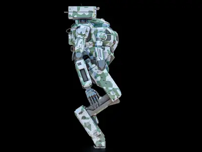  Sci-Fi Combat Mech Exoskeleton Suit - Green Protective PBR 