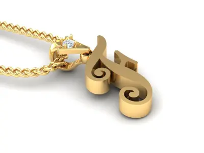 Alphabet V3 Light Gold  Font Pendant F 3D print model