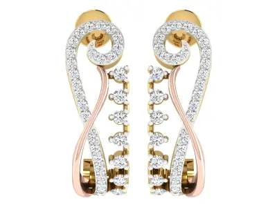 Yellow gold diamond earring-EZ BI-93 3D print model