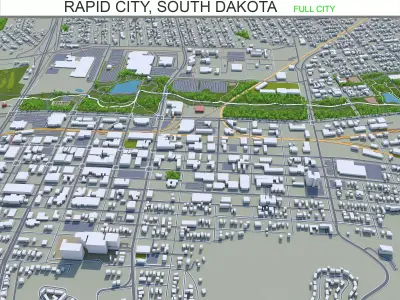 Rapid City South Dakota 50km Low-poly 3D model