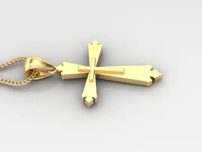 Light Gold 18K Cross Pendant 2CP017 3D print model