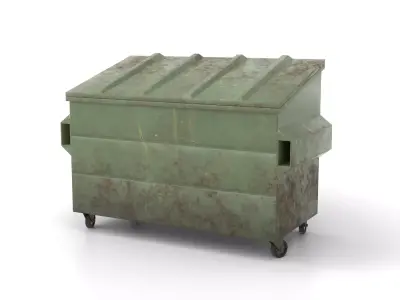Dumpster trash can with  trash in it Free 3D model