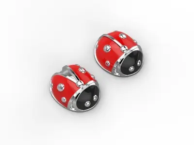 101112 SE stud earrings ladybugs with enamel  3D print model