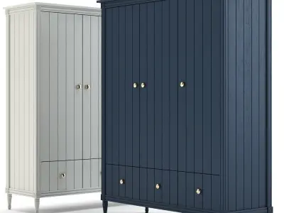 Bourbon Vintage 3 Door Triple Wardrobe  Low-poly 3D model