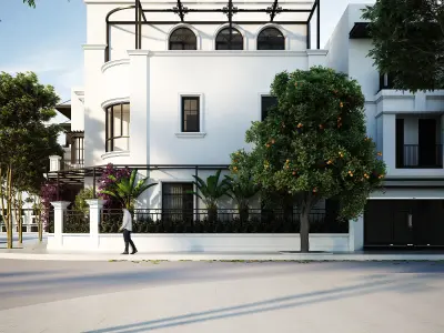 Modern Village Exterior 3d Scene - V-ray rendering 3D model