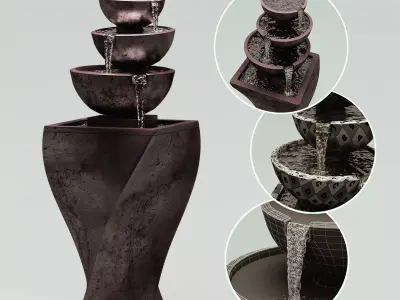 Fountain 2 water with different bowls 3D model