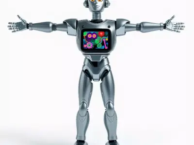 Silver Retro Robot model pack Low-poly 3D model