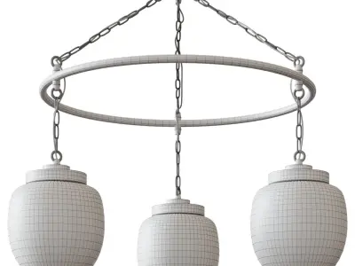 OTERSKEN Pendant lamp with 3 lights clear glass 3D model