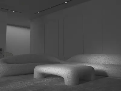 Modern living room Low-poly 3D model get