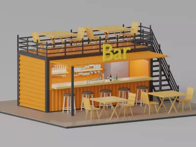 Cartoon Container Bar Low Poly 3D model