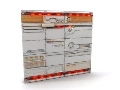 Futuristic SciFi Panel Model Pack with LED Details Low-poly 3D model