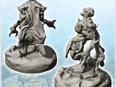 Screaming evil lord in full armor with pincer arms 11 - Medieval 3D print model