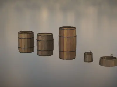 Western Barrels Low-poly 3D model