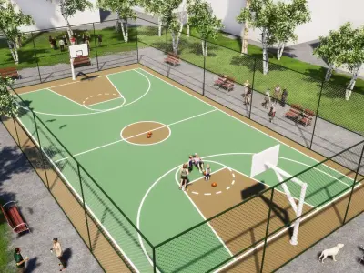 BASKETBALL COURT Low-poly 3D model