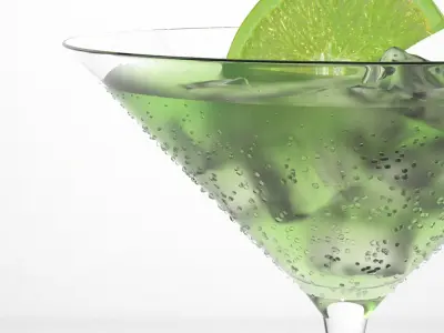 Cocktail 2 martini with lime wedges 3D model