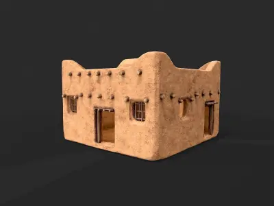 Clay Desert Egypt Village House 1 Low-poly 3D model