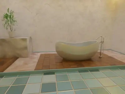 Curved Bath tub - Bathroom 3D model-Interior Low-poly 3D model