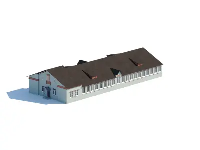 Small Educational Building with Gable Roof 3D model