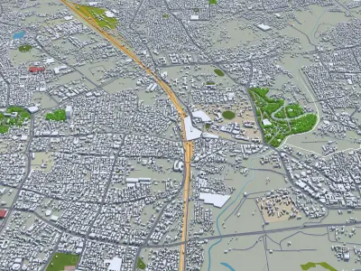 Vadodara India 30km AI Low-poly 3D model