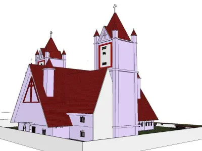 Architecture-Religion-God-Culture-Temple-0264 church with two... 3D model