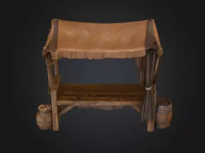 Medieval Market Stall Low-poly 3D model