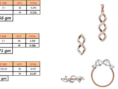 Light wt Ring Earrings Pendant set stl jcd 1-render details  3D print model 6