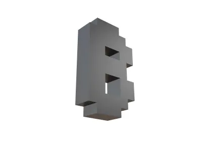 Pixel Font B v1 001 Low-poly 3D model