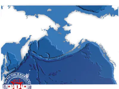 Bering Strait elevation map 3D model