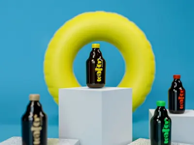 Water bottle - product design - on marble cubes 3D model