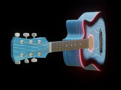 Sci-fi Guitar Low-poly 3D model