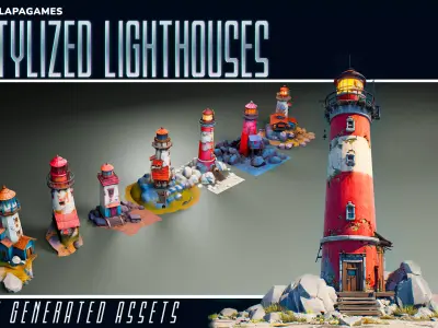 Stylized Lighthouses 3D model