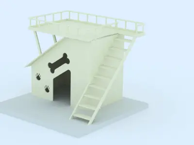 Doghouse dog house with stairs and paw prints 3D model