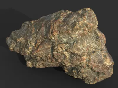 Low poly Damaged Granite Rock A 200101 Low-poly 3D model