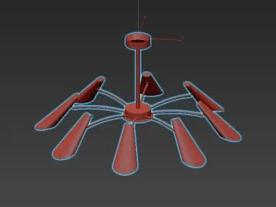 artesia modern chandelier in gold and brass 3D model