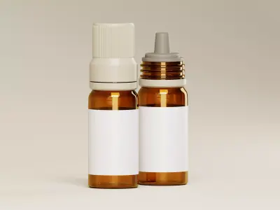 Amber Cosmetic or Medicine Bottle 3D Model Low-poly 3D model