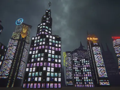 Background Buildings Low-poly 3D model