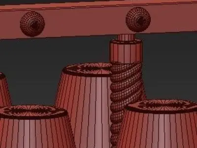 LOFT1176 six light chandelier in brass with shades 3D model