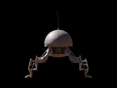 Dwarf Spider Droid Low-poly 3D model