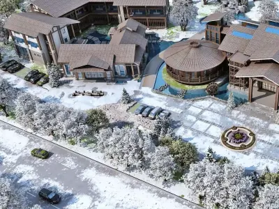 Winter Resort Lodge Complex 3D model