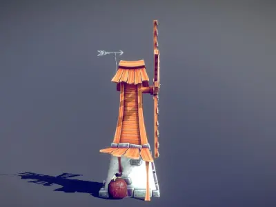 Windmill Stylized Low-poly 3D model
