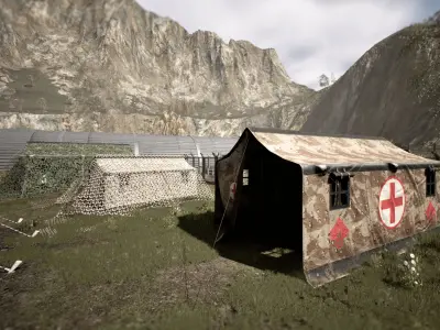 Military Tents Low-poly 3D model